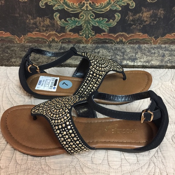 Black Studded Sandals Size 7 - Picture 5 of 7